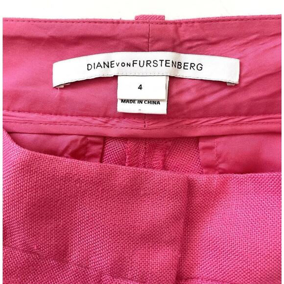 Diane Von Furstenberg Women Linen-Like Cropped Tapered Pants Trousers Pink - Picture 4 of 16